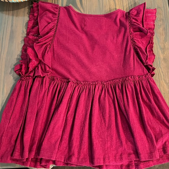 Anthropology hot pink blouse with metallic threads on short sleeves - Picture 5 of 5